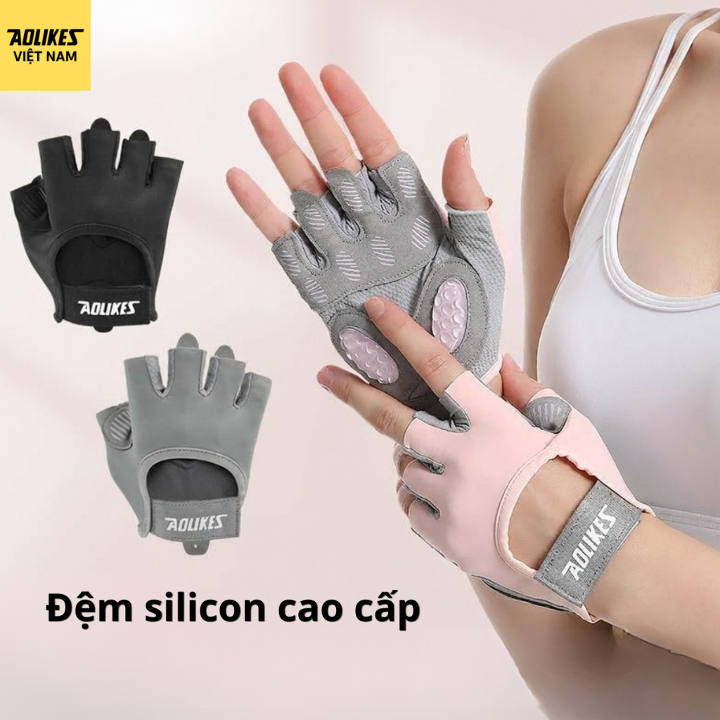 Găng tay Aolikes hở ngón có đệm silicon