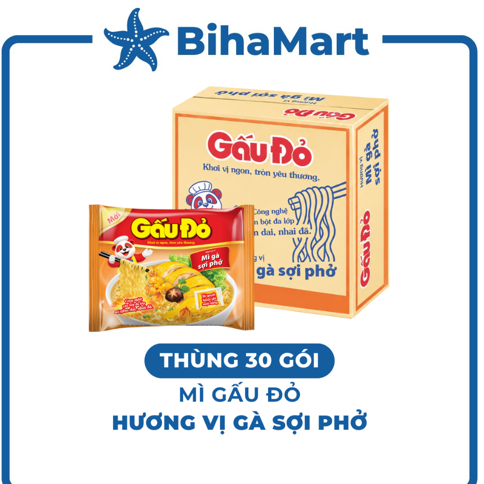 [THÙNG30GÓI]-ASIAFOODS - Mì Gấu Đỏ hương vị Gà sợi phở, Mì Gà sợi phở Gấu Đỏ, Mì gói ăn liền Gấu Đỏ 