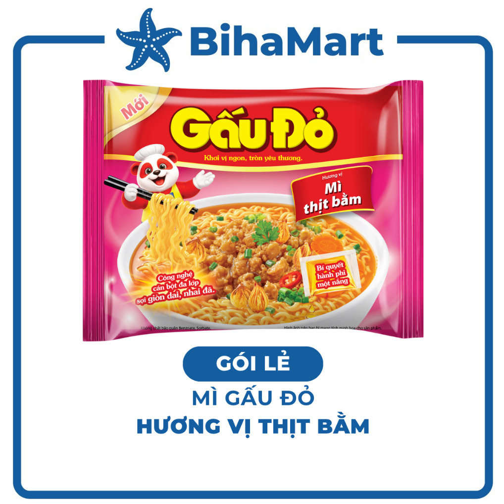 [GÓI LẺ] - ASIAFOODS - Mì Gấu Đỏ hương vị Thịt bằm, Mì Thịt bằm Gấu Đỏ, Mì gói ăn liền Gấu Đỏ vị Thị