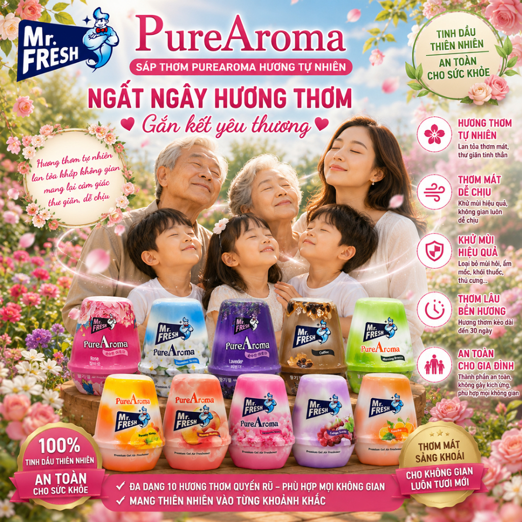 🌸  SÁP THƠM MR. FRESH PUREAROMA – 10 HƯƠNG THƠM QUYẾN RŨ
