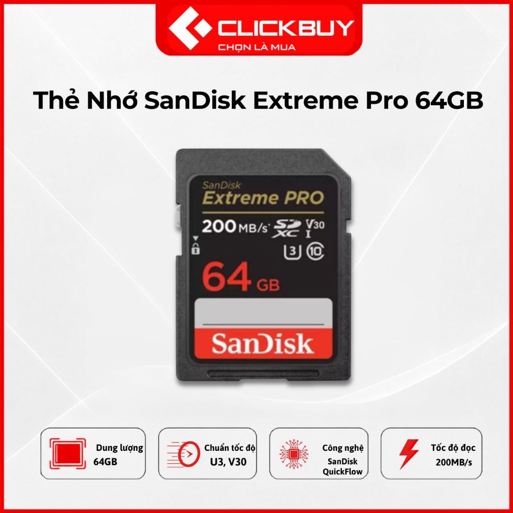Thẻ Nhớ SDXC SanDisk Extreme Pro 64GB Chính Hãng