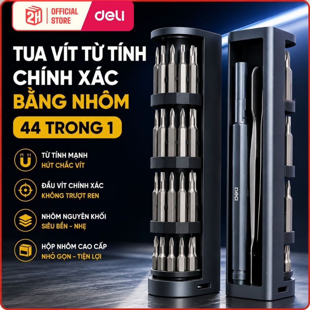 Bộ Tua Vít Đa Năng DELI 25 Chi Tiết Đa Năng - Tiện Lợi, Đầu Vít Từ TÍnh Dễ Sử Dụng (DL240025B) Tools