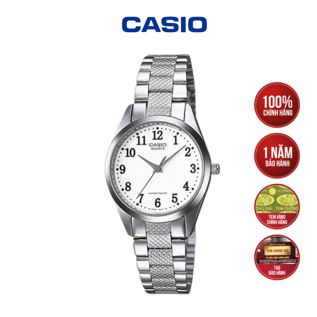 Đồng Hồ Nữ Casio LTP-1274D-7BDF - Mặt Trắng Cổ Điển, Dây Thép Không Gỉ Chính Hãng