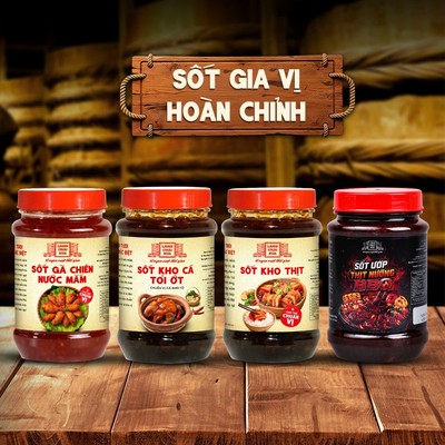 Combo 4 Hủ - Sốt ướp thịt nướng BBQ, sốt kho cá, sốt kho thịt, sốt gà chiên nước mắm Làng Chài Xưa