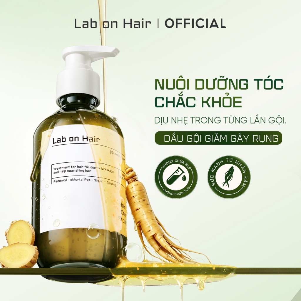Dầu gội gừng Lab On Hair Nhân sâm Redensyl cải thiện tình trạng rụng tóc dầu gội mọc tóc 300ml