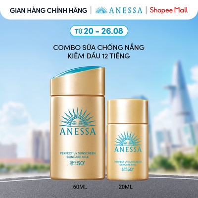 Combo Sữa chống nắng dưỡng da kiềm dầu bảo vệ hoàn hảo Anessa Gold Milk SPF50+ PA++++ 60ml + 20ml