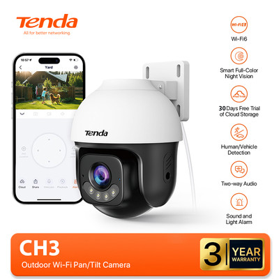 Camera WiFi Tenda Ngoài Trời CH3/CH7/CH9/CH10 FHD 1080P/3MP/5MP/6MP/10MP/2K, Quay Quét 360 Độ, Tích Hợp Công Nghệ AI