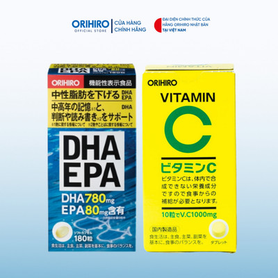 Combo Hỗ trợ não bộ và Tăng cường sức đề kháng (DHA + Vitamin C 300 Viên)
