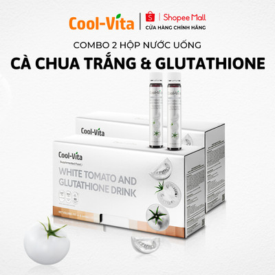 Combo 2 Hộp Nước Uống Cà Chua Trắng Hỗ Trợ Sáng Da Kết Hợp Glutathione Coolvita (6 chai×25 ml)/hộp - Thực Phẩm Bổ Sung