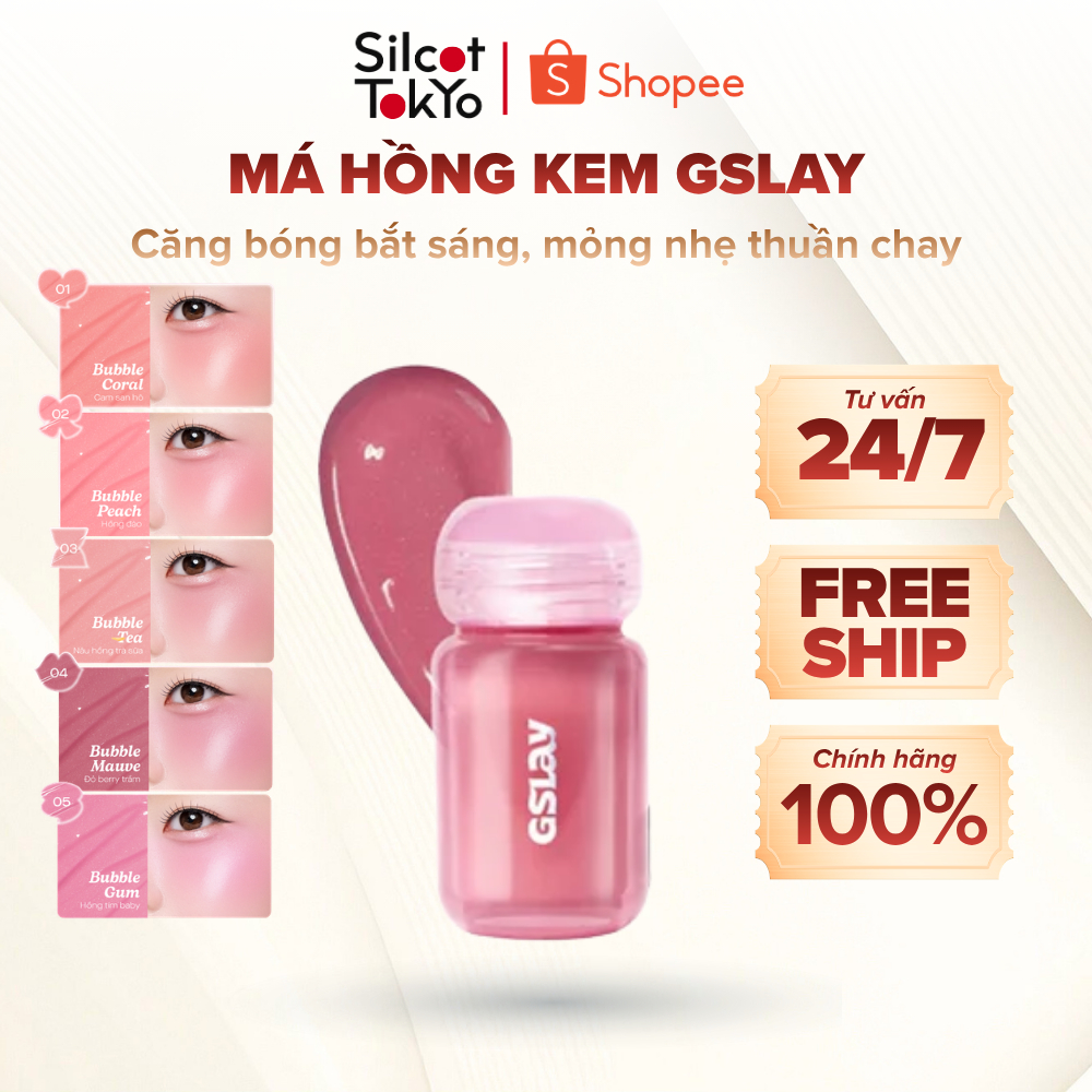 Má hồng kem dạng lỏng GSLAY Bubble Gleam Blush Serum căng bóng bắt sáng, mỏng nhẹ thuần chay 4.5ml