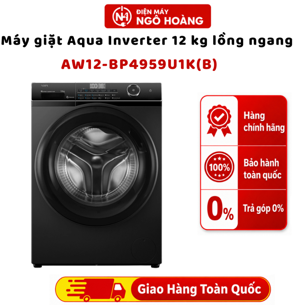 AW12-BP4959U1K(B) Máy giặt Aqua Inverter 12 kg lồng ngang cửa trước
