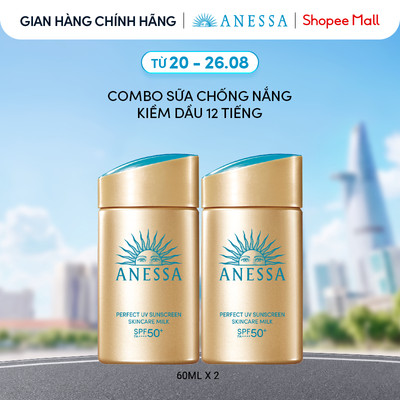 Combo Sữa chống nắng dưỡng da kiềm dầu bảo vệ hoàn hảo Anessa Gold Milk SPF50+ PA++++ 60mlx2