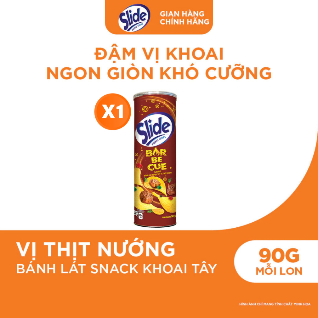 Bánh Lát Snack Khoai Tây Slide Vị Thịt Nướng 90g