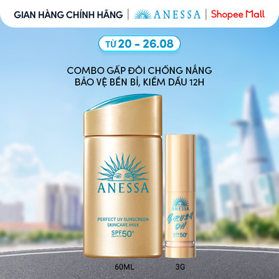Combo gấp đôi bảo vệ, sữa chống nắng và phấn phủ bảo vệ bền bỉ, kiềm dầu 12H