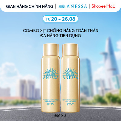 Combo Xịt chống nắng dưỡng da đa năng tiện dụng bảo vệ hoàn hảo Anessa Gold Spray SPF50+ PA++++ 60gx2