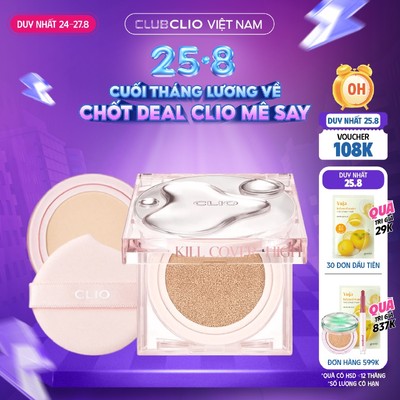 [Săn Deal] Phấn Nước Clio Hiệu Ứng Căng Bóng Kill Cover High Glow Cushion (14Gx2) (Tặng kèm lõi)