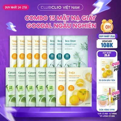 [Săn Deal][5 miếng/10 miếng/20 miếng] Combo Mặt Nạ Goodal Dưỡng Da Đều Màu Infused Water Mild Sheet Mask 20g