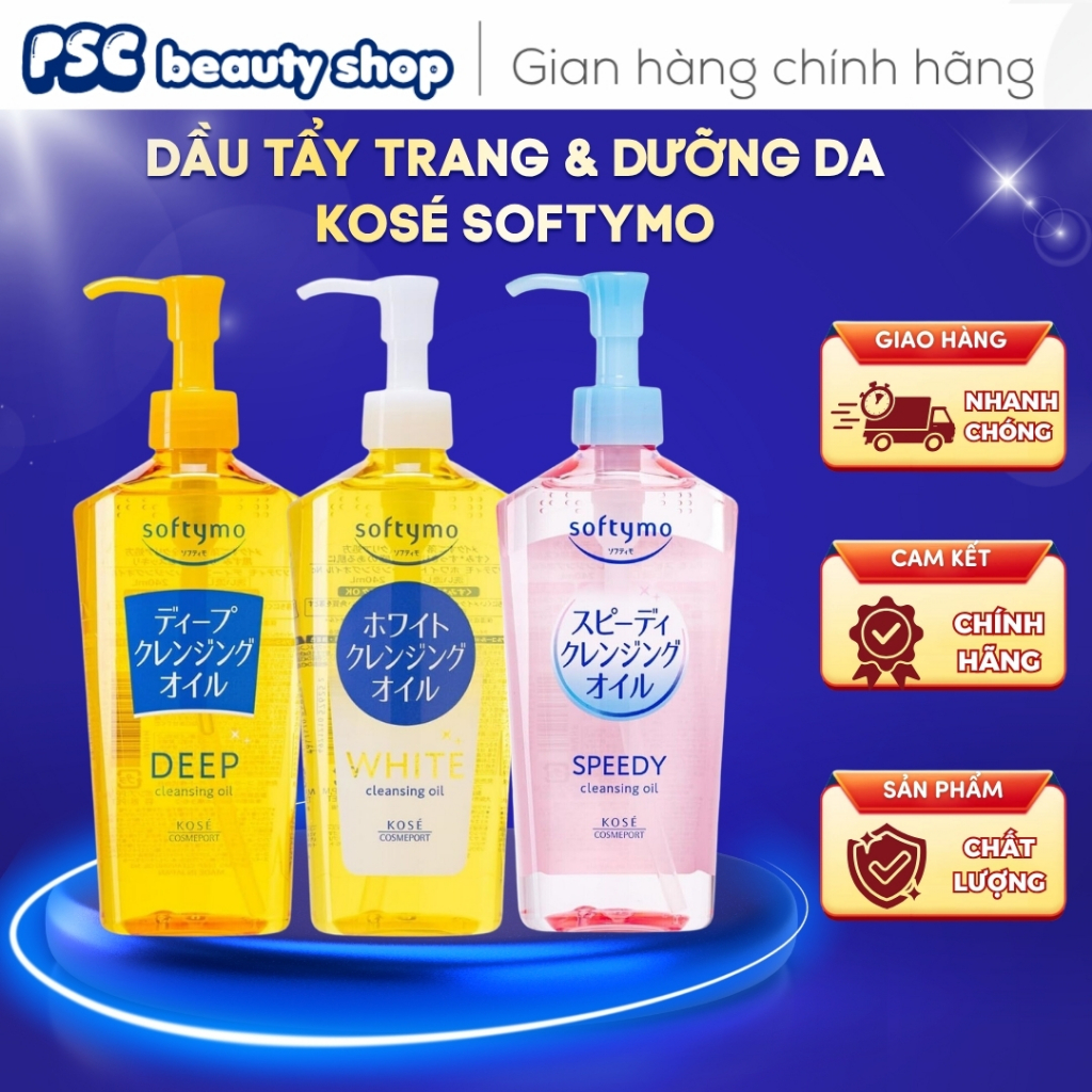Dầu Tẩy Trang Kose Softymo Cleansing Oil Làm Sạch Sâu, Dưỡng Da Trắng, Giảm Mụn phù hợp với mọi loại da