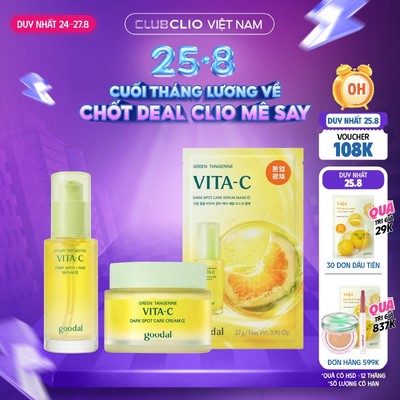[Săn Deal] Combo Goodal Dưỡng Da Đều Màu Green Tangerine Vita C (Serum 40ml + Kem Dưỡng + Mặt Nạ Giấy / Chống Nắng)