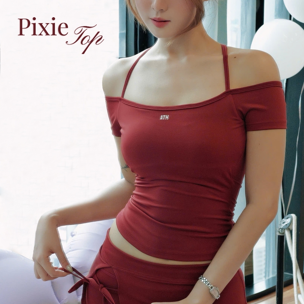 Áo Hở Vai HT Apparel Pixie Top - Áo Hở Vai Tập Gym, Pilates, Yoga Sẵn Mút Rời, Chiết Eo Tôn Dáng