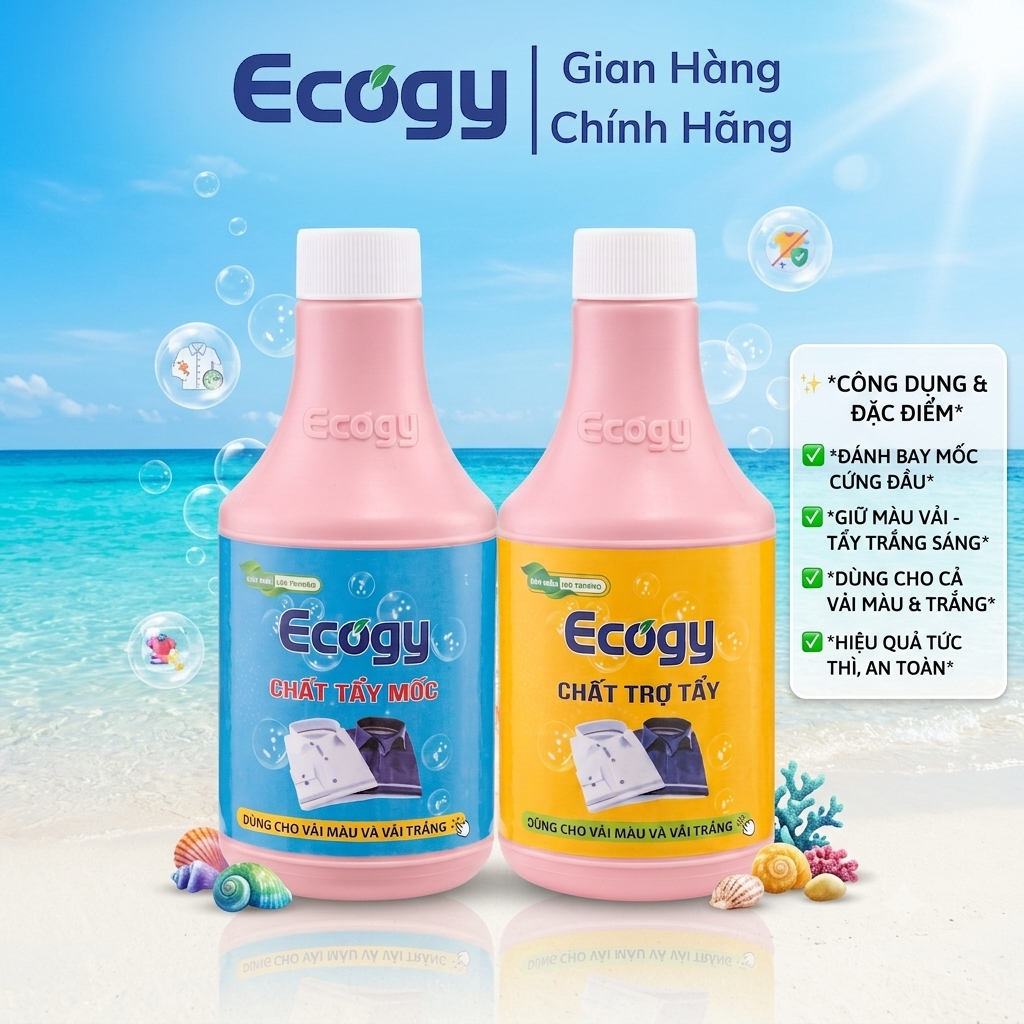 [𝗸𝗲̀𝗺 𝘃𝗼̀𝗶 𝘅𝗶̣𝘁 + 𝗴𝗮̆𝗻𝗴 𝘁𝗮𝘆] Bộ tẩy mốc siêu sạch Ecogy chính hãng; hỗ trợ sạch vết thâm kim, vết mố
