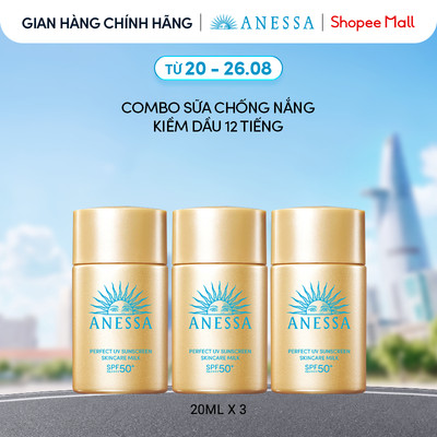 Combo 3 Sữa chống nắng dưỡng da kiềm dầu bảo vệ hoàn hảo Anessa Gold Milk SPF50+ PA++++ 20mlx3