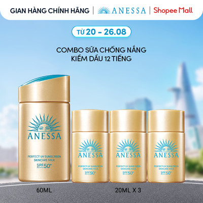 [KOL LIVE] - Combo Sữa chống nắng dưỡng da kiềm dầu bảo vệ hoàn hảo Anessa Gold Milk SPF50+ PA++++ 60ml + 20mlx3