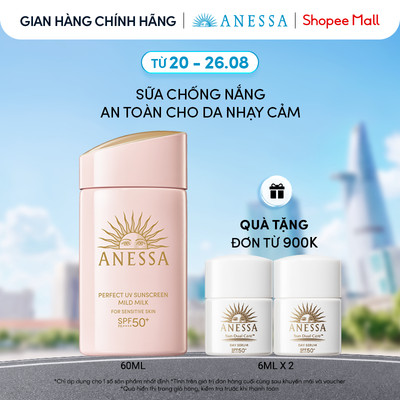 [LIVE 2] Sữa chống nắng dưỡng da dịu nhẹ an toàn cho da nhạy cảm và trẻ em Anessa Mild Milk SPF50+ PA++++ 60ml