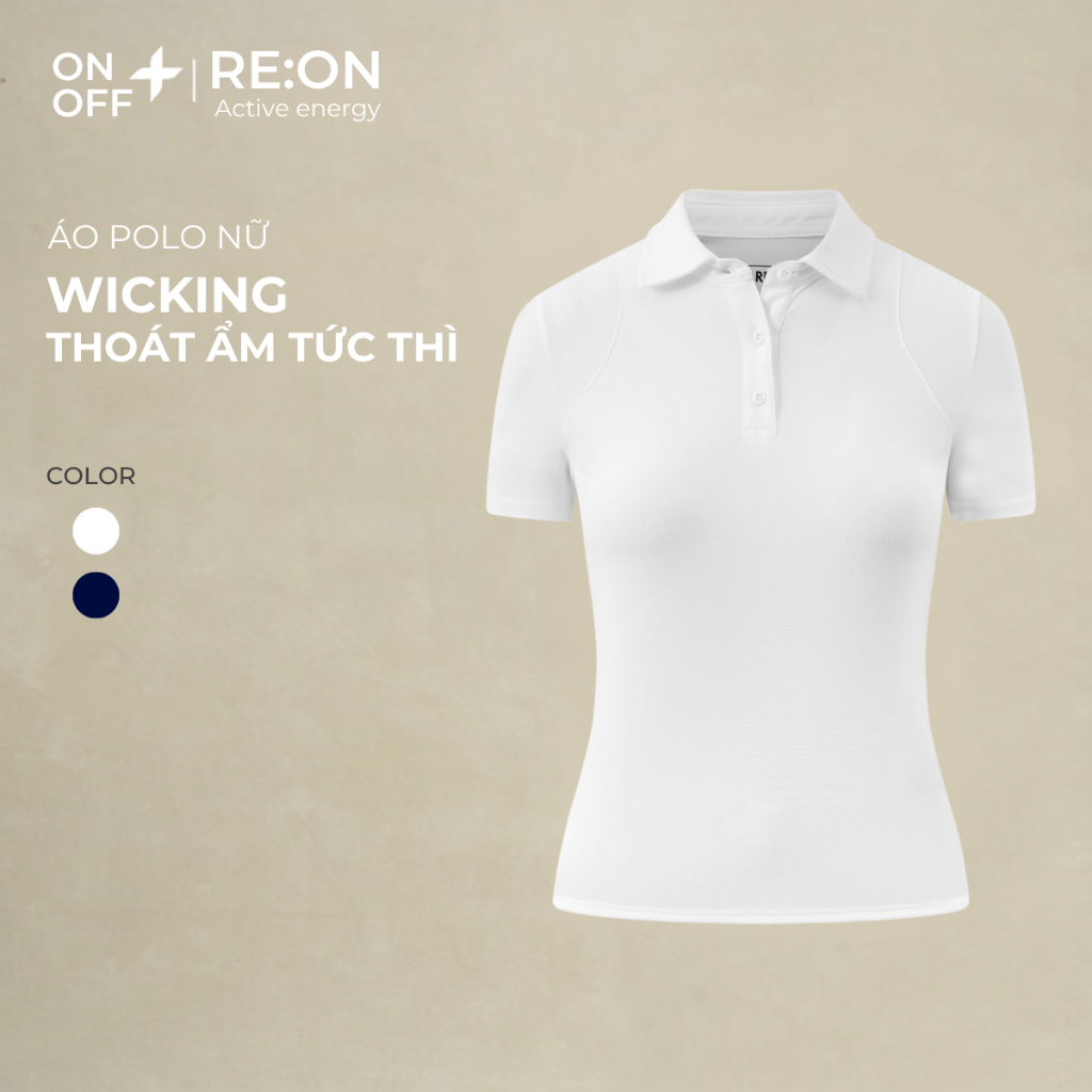 Áo Polo nữ active RE:ON, phom slim fit, thấm hút nhanh, co giãn thoải mái, gọn gàng tôn dáng ONOFF-3