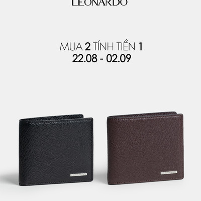 Ví Da Nam Leonardo Devon 02 dáng ngang da Crossgrain Nhập Khẩu Đa Năng, Sang Trọng