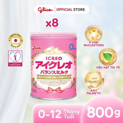 [ICREO SỐ 0] Thùng 8 Lon Sữa Bột Glico Icreo Balance Milk Nhật Bản - Lon 800g x 8