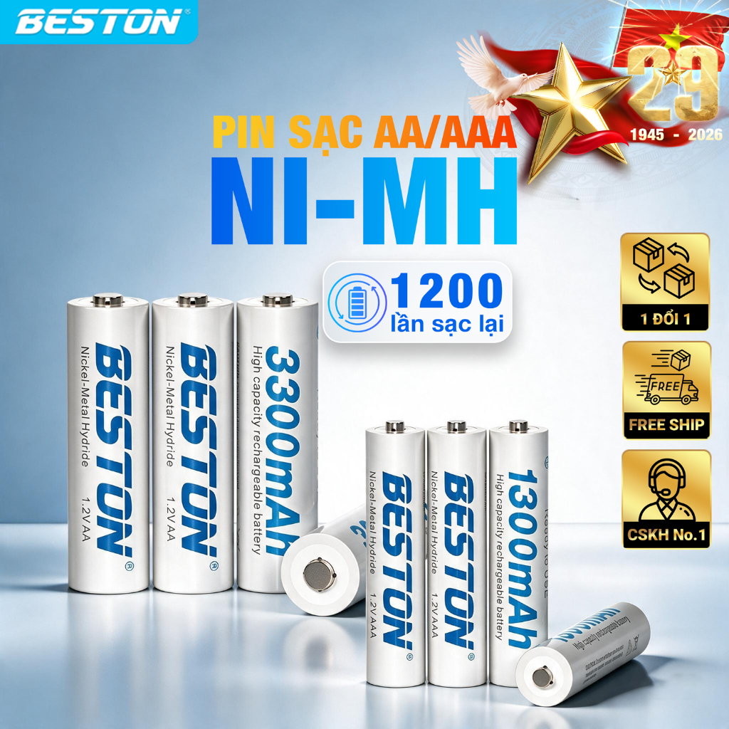 [Rẻ vô địch] Pin Sạc AA AAA (Hộp 4 viên) Dung Lượng Cao Chính Hãng Beston cho micro karaoke, đồ chơi trẻ em, chuột