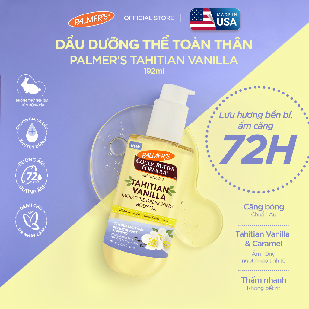 [Palmer's] Dầu Palmers Cocoa Butter Formula with Vitamin E Tahitian Vanilla Moistrure Drenching Body