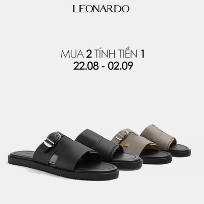 Dép nam Leonardo quai da Microfiber mềm bền chống nước đế chống trượt tối giản - Dép Felix