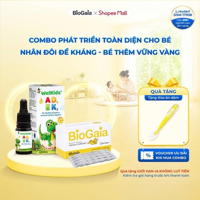 Bộ đôi men vi sinh BioGaia Minipack và vitamin WelKids ADEK giúp con cao khỏe, tiêu hóa tốt [MNP_ADEK]