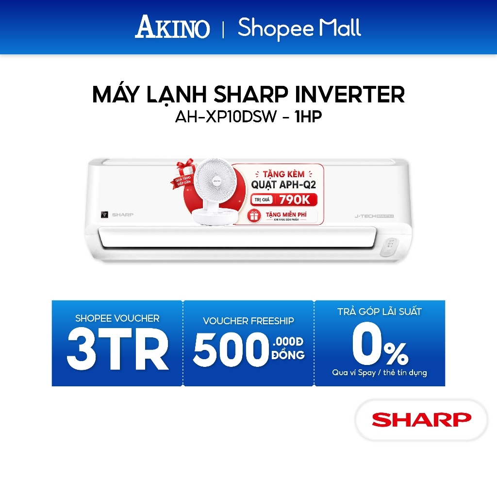 [Phí lắp đặt 0Đ HCM cũ] AH-XP10DSW I AH-XP13DSW I AH-XP18DSW Máy lạnh Sharp Inverter