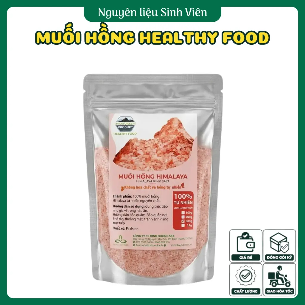 [Chính hãng có VAT] Muối hồng Himalaya Natural Food 200g 500g date mới nguyên liệu pha chế đồ uống, 