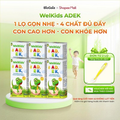 Combo 6 Vitamin WelKids ADEK bổ sung D3K2 kết hợp Vitamin A, E giúp bé phát triển chiều cao, nâng cao đề kháng, 10ml