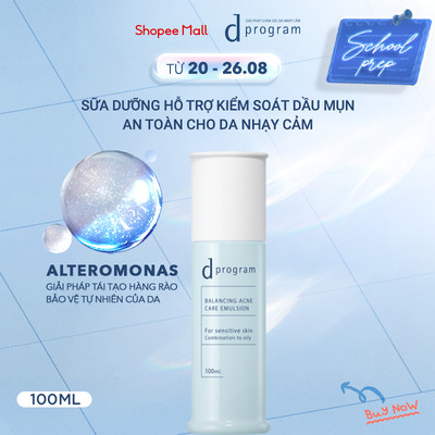 Sữa dưỡng ẩm kiềm dầu ngừa mụn cho da nhạy cảm d Program Balancing Acne Care Emulsion 100ML