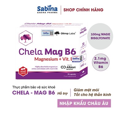 Chela Mag B6 – Magie Bisglycinate Chelate Albion - Thực phẩm bảo vệ sức khỏe bổ sung Magie và Vitamin B6-Olimp Labs 19,4