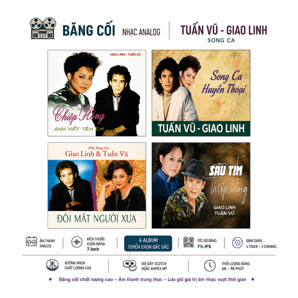 Băng Cối Song Ca Tuấn Vũ - Giao Linh | Tuyển Chọn Những Ca Khúc Hay Nhất | Băng 7 Inch | 2 Track - 4