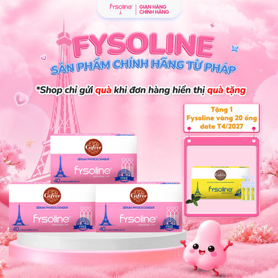 Combo 3 hộp Fysoline hồng 40 ống x 5ml - Nước muối sinh lý vệ sinh mắt mũi miệng cho trẻ sơ sinh