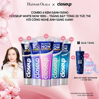 [HANNAH OLALA] Combo 6 Kem đánh răng Closeup White Now - Trắng Bật Tông 3X TỨC THÌ với Công nghệ Ánh Sáng Xanh 100g