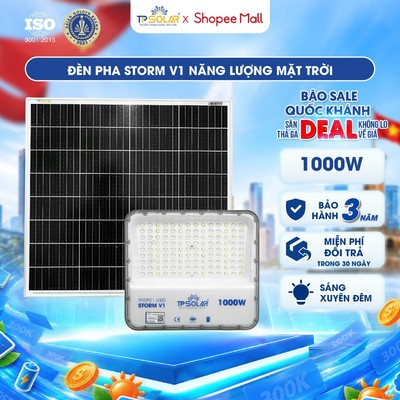 Đèn Pha STORM V1 Chống Chói Năng Lượng Mặt Trời TP SOLAR PRO Siêu Công Suất 1000W Chiếu Sáng 350m2 TP.DP21.1000