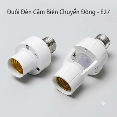 [MỚI] Đui đèn/ Chuôi đèn xoáy cảm biến chuyển động Điện Quang, tự bật tắt khi có người, tiết kiệm điện (E27)