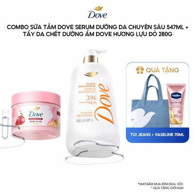 [LIVE] Combo Sữa tắm Dove Serum Dưỡng da chuyên sâu 547ml + Tẩy Tế Bào Chết Body Dove 280g