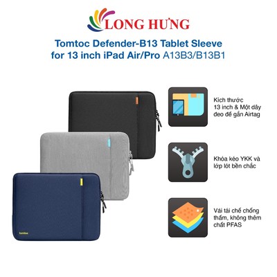 Túi chống sốc Tomtoc Defender-B13 Tablet Sleeve for 13 inch iPad Air/Pro A13B3/B13B1 - Hàng chính hãng