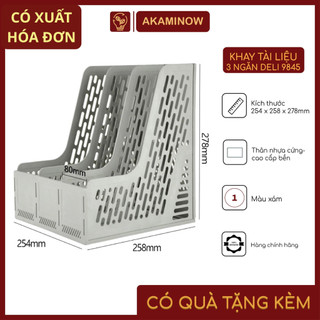 Khay tài liệu nhựa cứng 3 ngăn đứng deli 9845