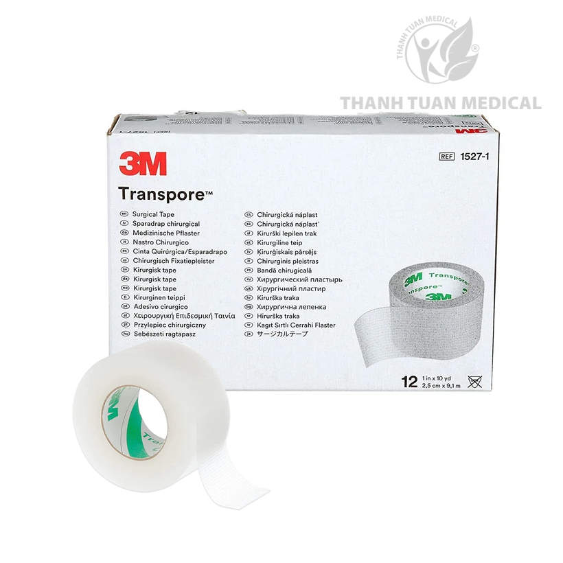 Băng Keo Y Tế Trong Suốt 3M Transpore 2,5cmx9,1m Mã 1527-1 (Cuộn 9.1m)