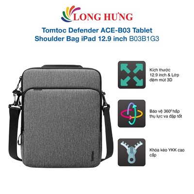 Túi đeo chéo Tomtoc Defender ACE-B03 Tablet Shoulder Bag iPad 12.9 inch B03B1G3 - Hàng chính hãng